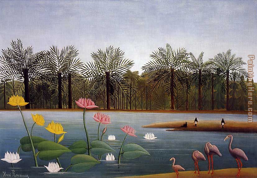 The Flamingos painting - Henri Rousseau The Flamingos art painting